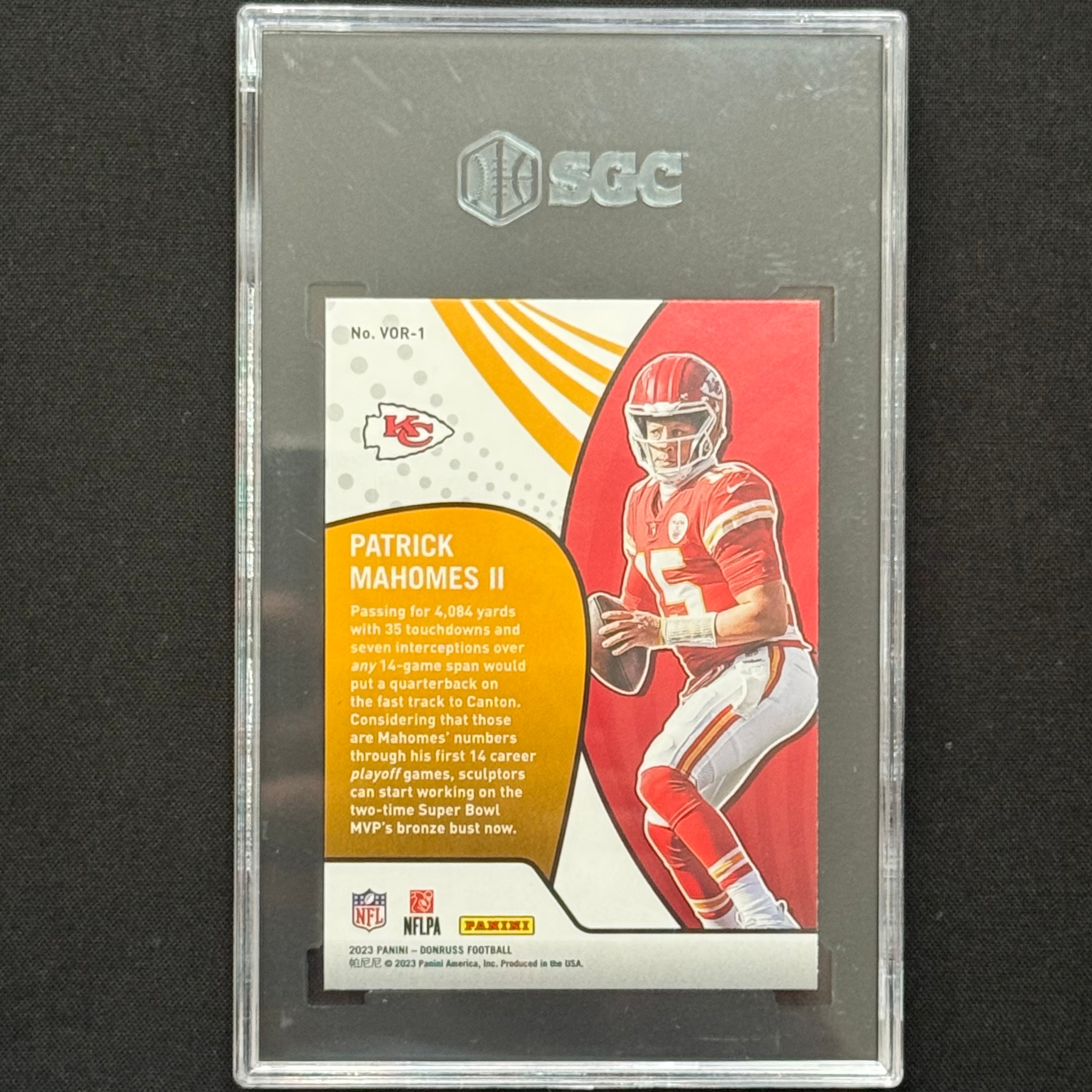 Patrick Mahomes II 2023 Donruss Vortex #VOR-1 (SGC 9.5)