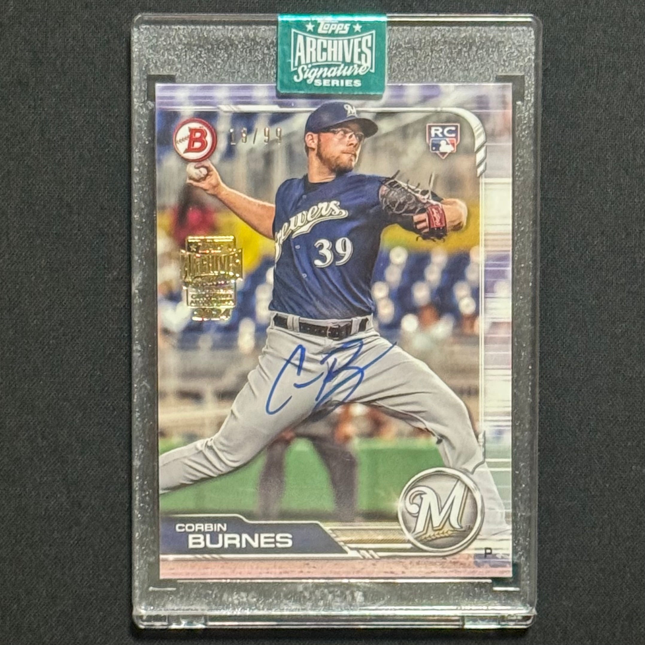 Corbin Burnes 2019 Topps 2024 Archive Signature RC Auto /99 #65