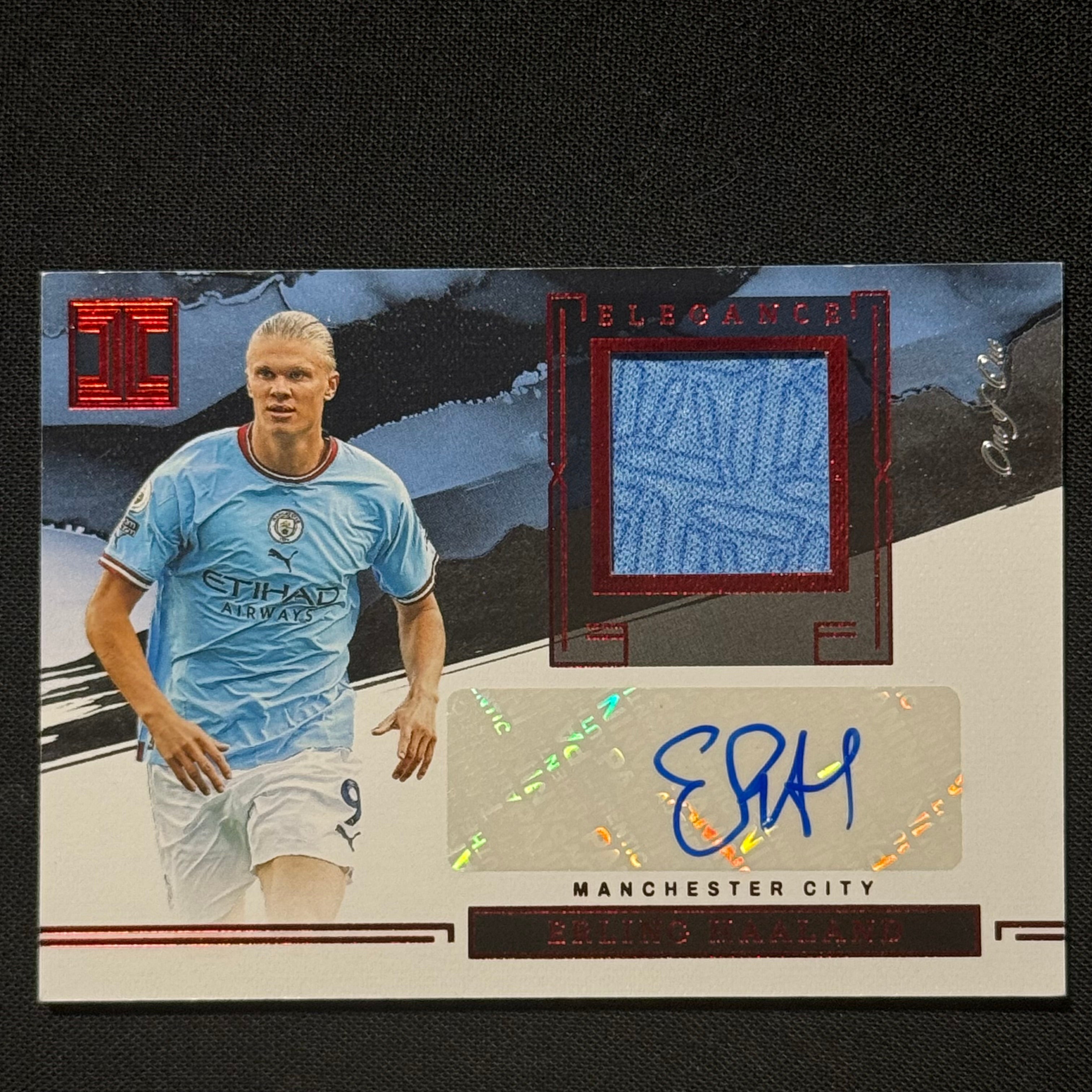 Erling Haaland 2022-23 Panini Impeccable English Premier League Elegance Jersey Autographs Ruby #16 #1/1