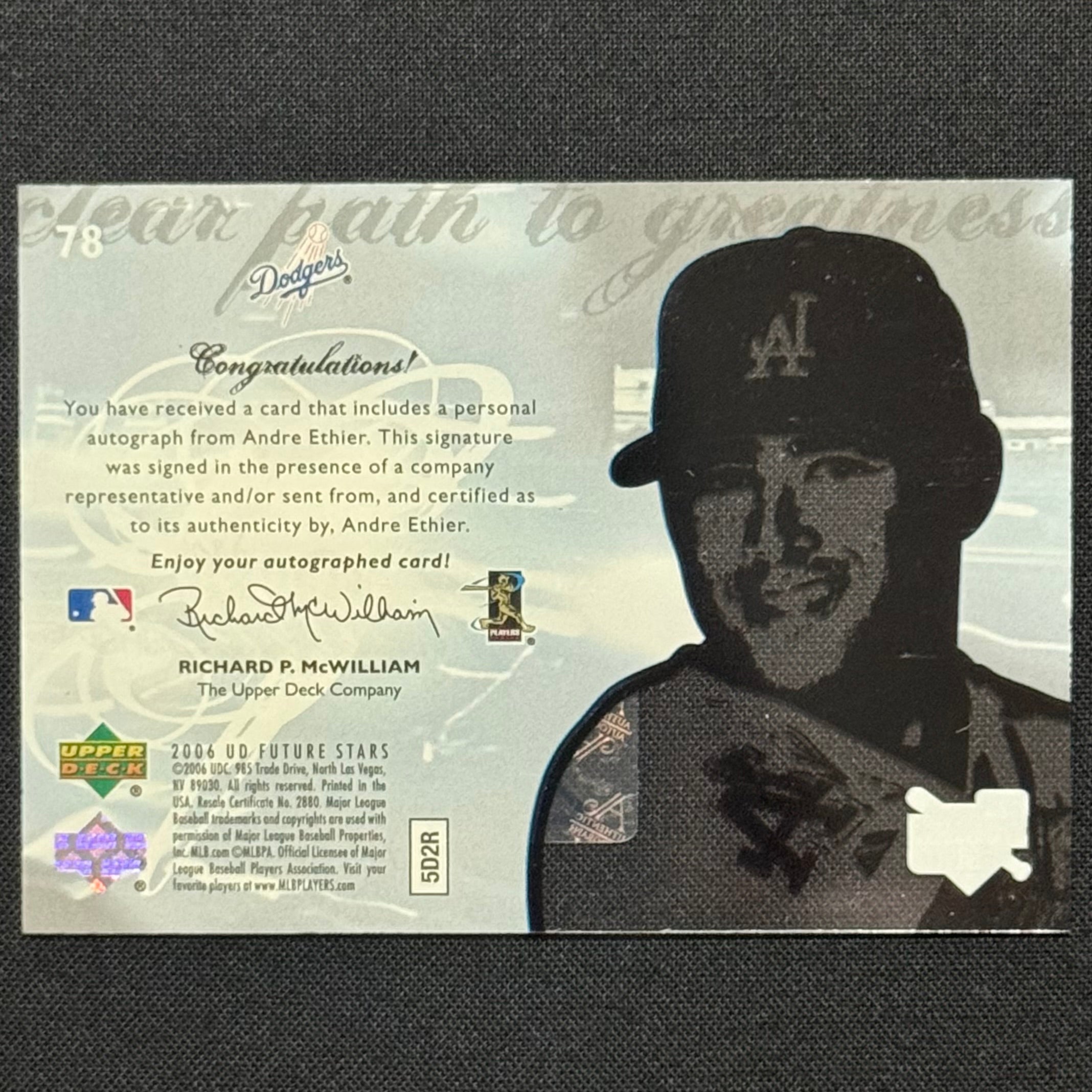 Andre Ethier 2006 Upper Deck Clear Path To Greatness Signatures #78 RC