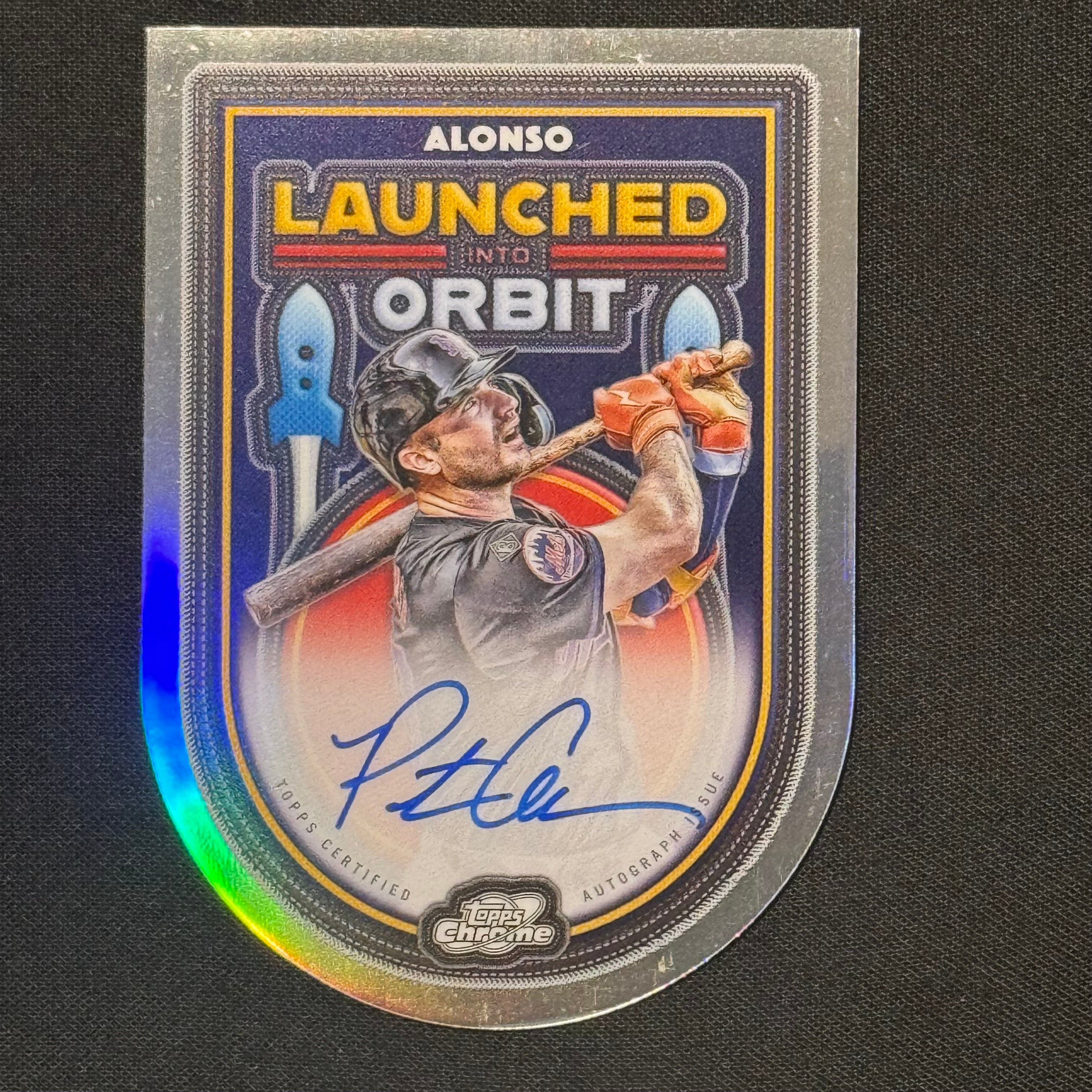 Pete Alonso 2025 Topps Cosmic Chrome Launched Into Orbit Auto Die-Cut #LIOAPA