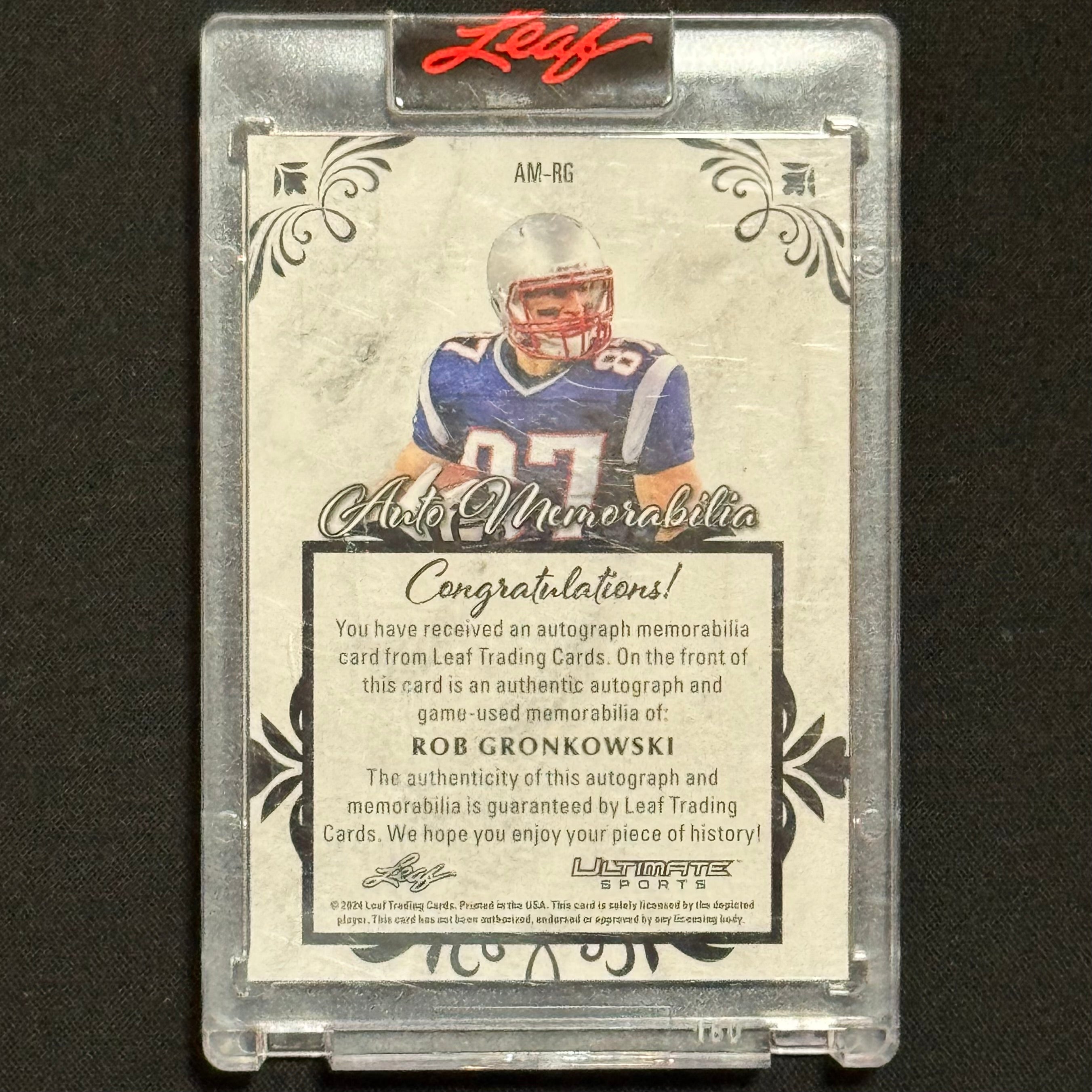 Rob Gronkowski 2024 Leaf Ultimate Sports #AM-RG Patch Auto #/8