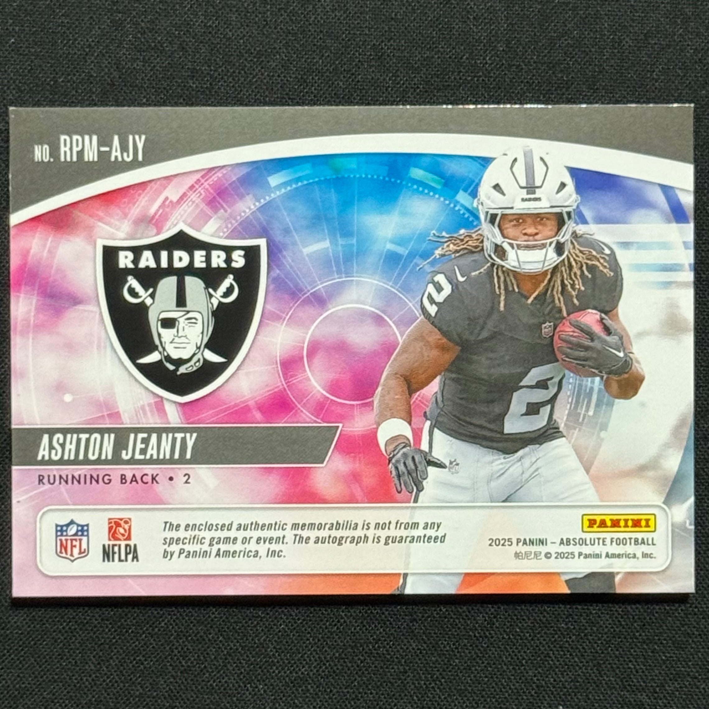 Ashton Jeanty 2025 Panini Absolute Rookie Premier #RPM-AJY RPA #/99
