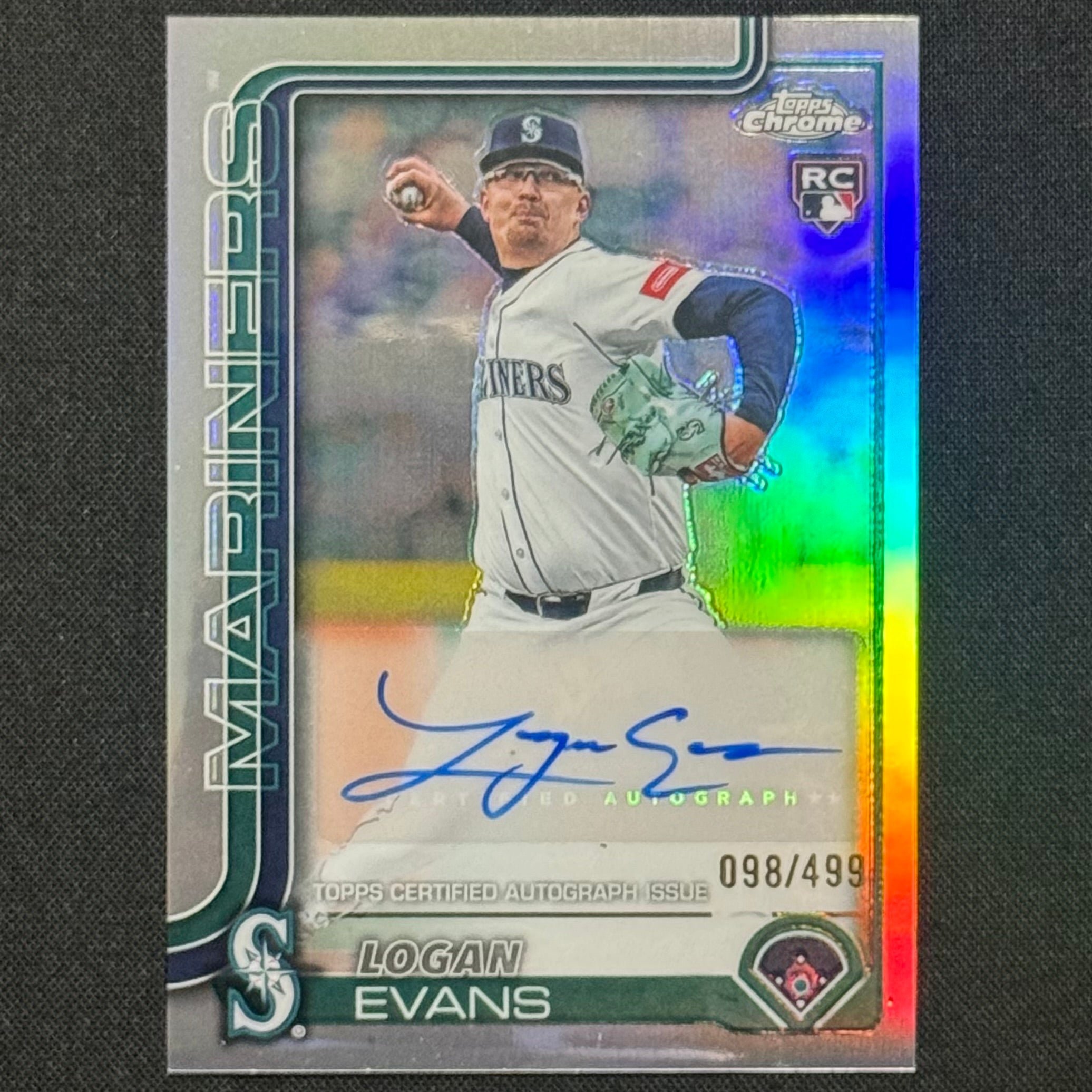 Logan Evans 2025 Topps Chrome Update Refractor #AC-LE RC Auto #/499