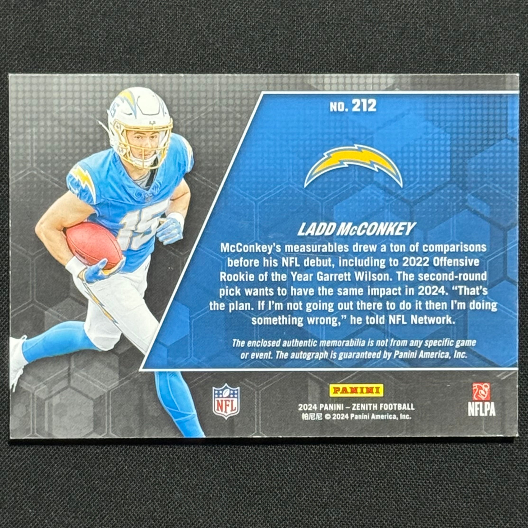 Ladd McConkey 2024 Panini Zenith Red #212 RPA #/50