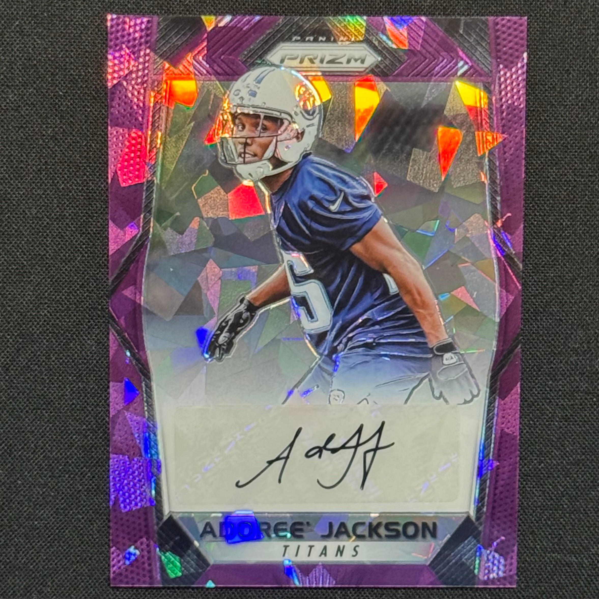 Adoree' Jackson 2017 Prizm Purple Cracked Ice #RA-AJ RC Auto #/75
