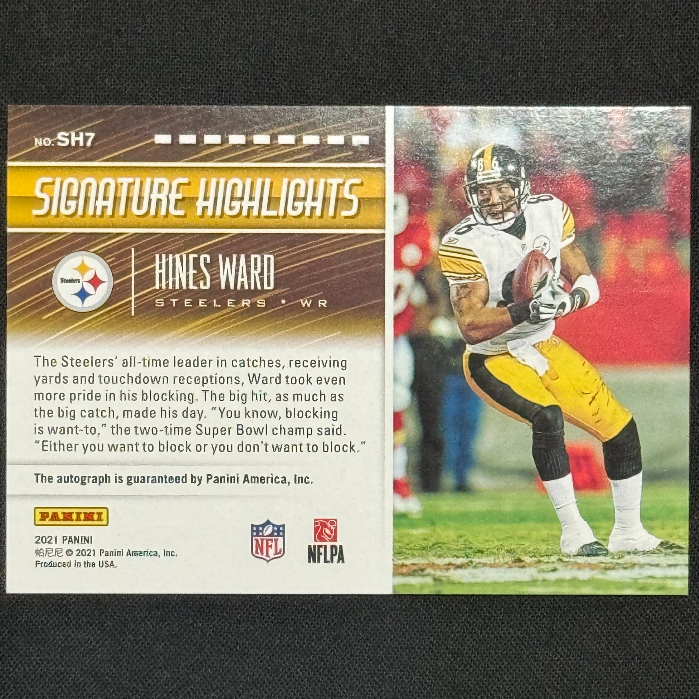 Hines Ward 2021 Panini Signature Highlights #SH7 Auto