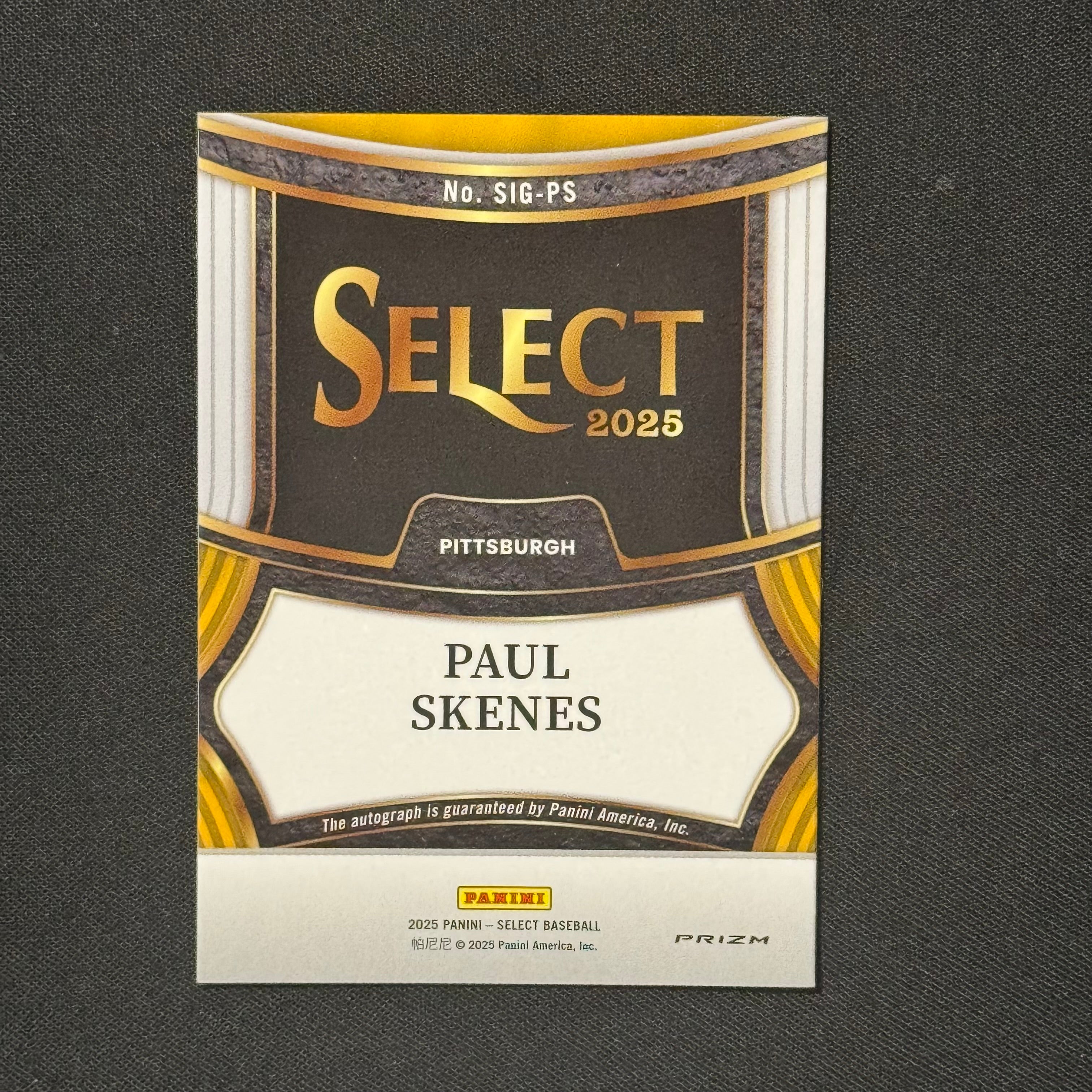 Paul Skenes 2025 Panini Select Signatures #13