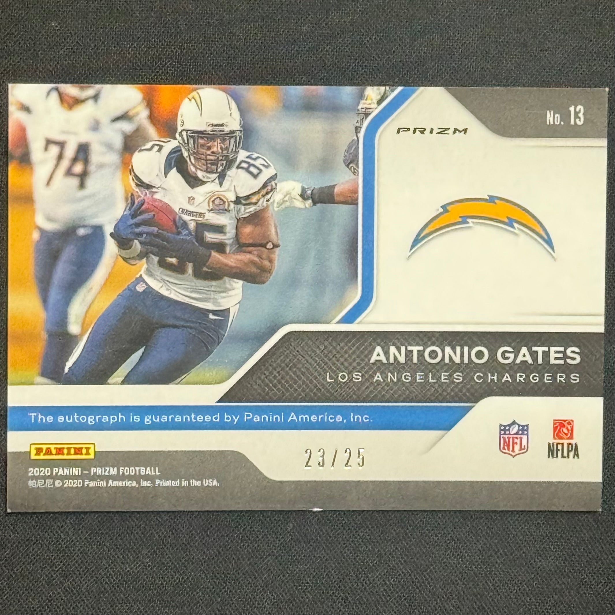 Antonio Gates 2020 Panini Franchise Legend Prizm Green #13 Auto #/25