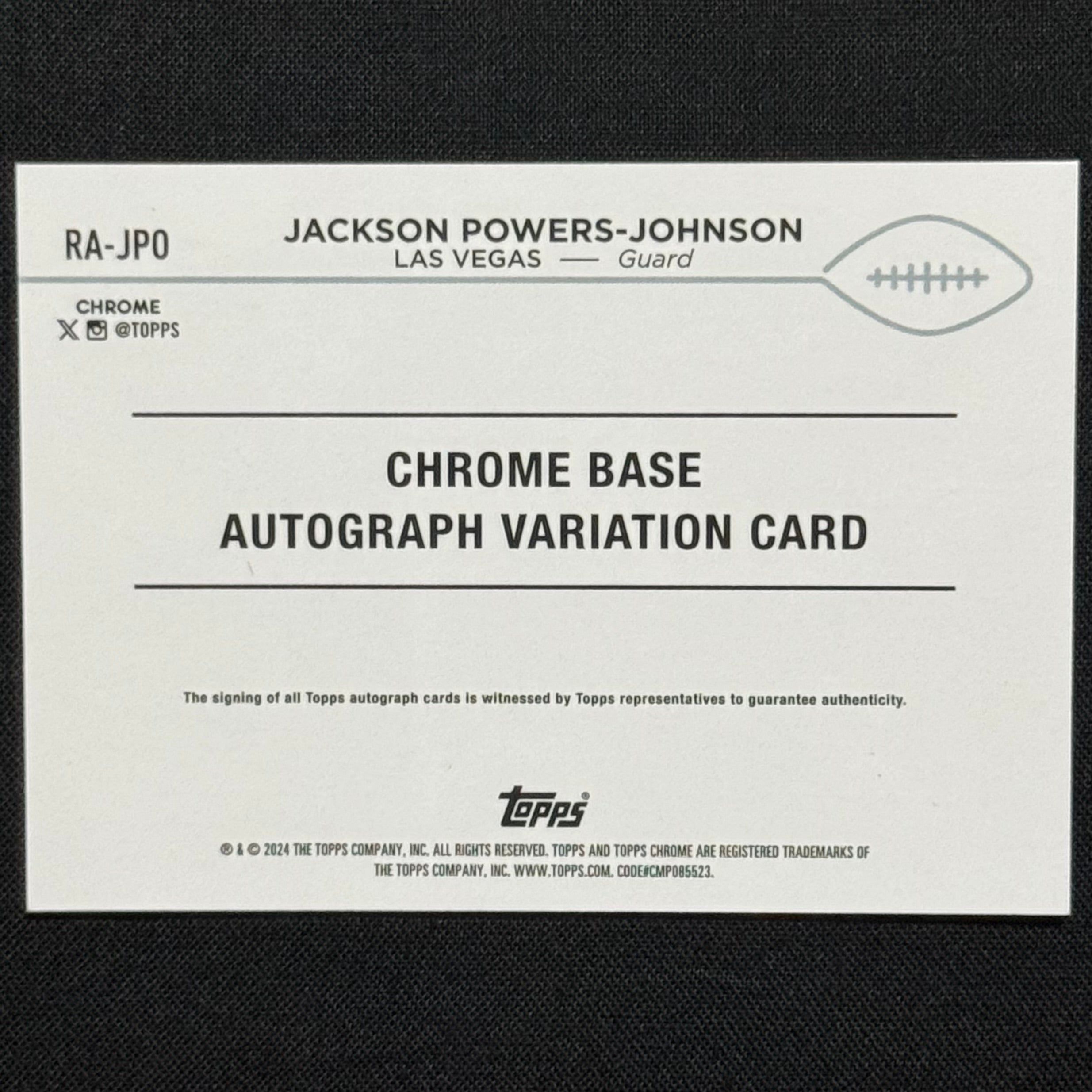 Jackson Powers-Johnson 2024 Topps Chrome Blue Refractor #RA-JPO RC Auto #/150