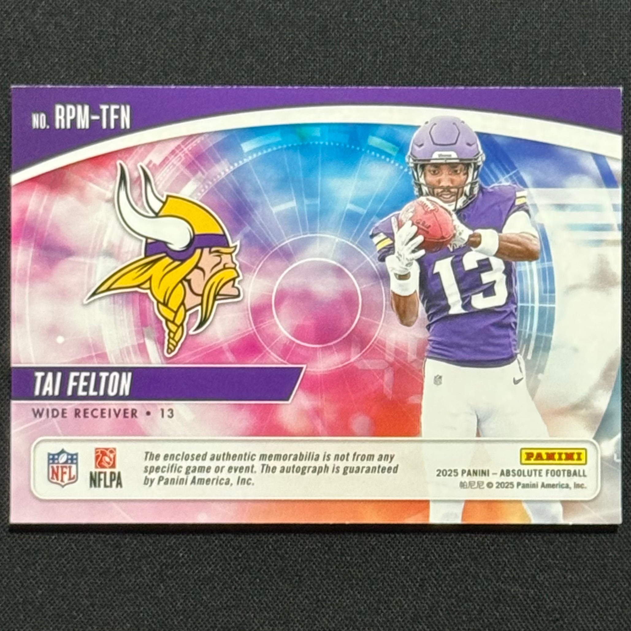 Tai Felton 2025 Panini Absolute Rookie Premier #RPM-TFN RPA #/399