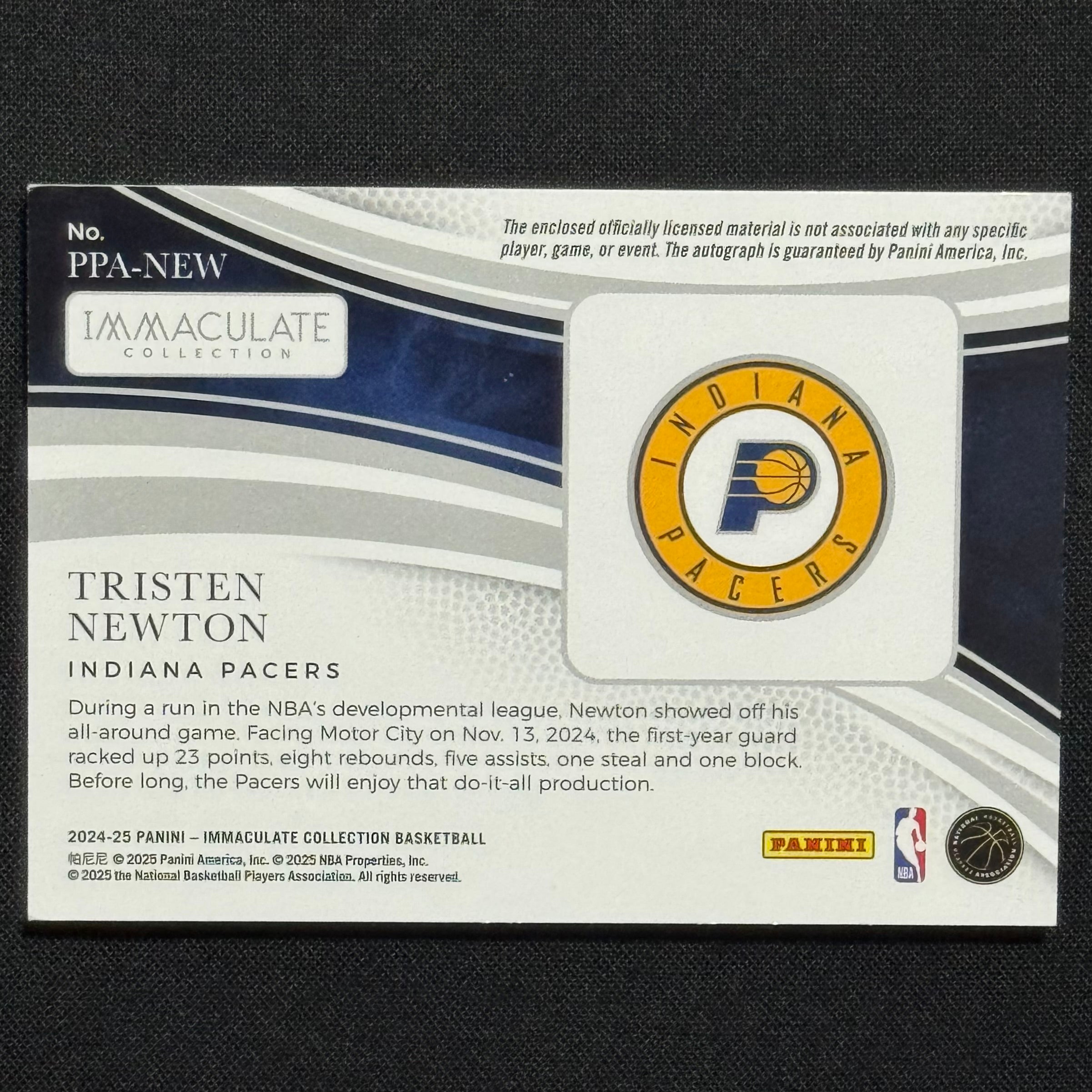 Tristen Newton 2024-25 Panini Immaculate #RPA-NEW RPA #/50