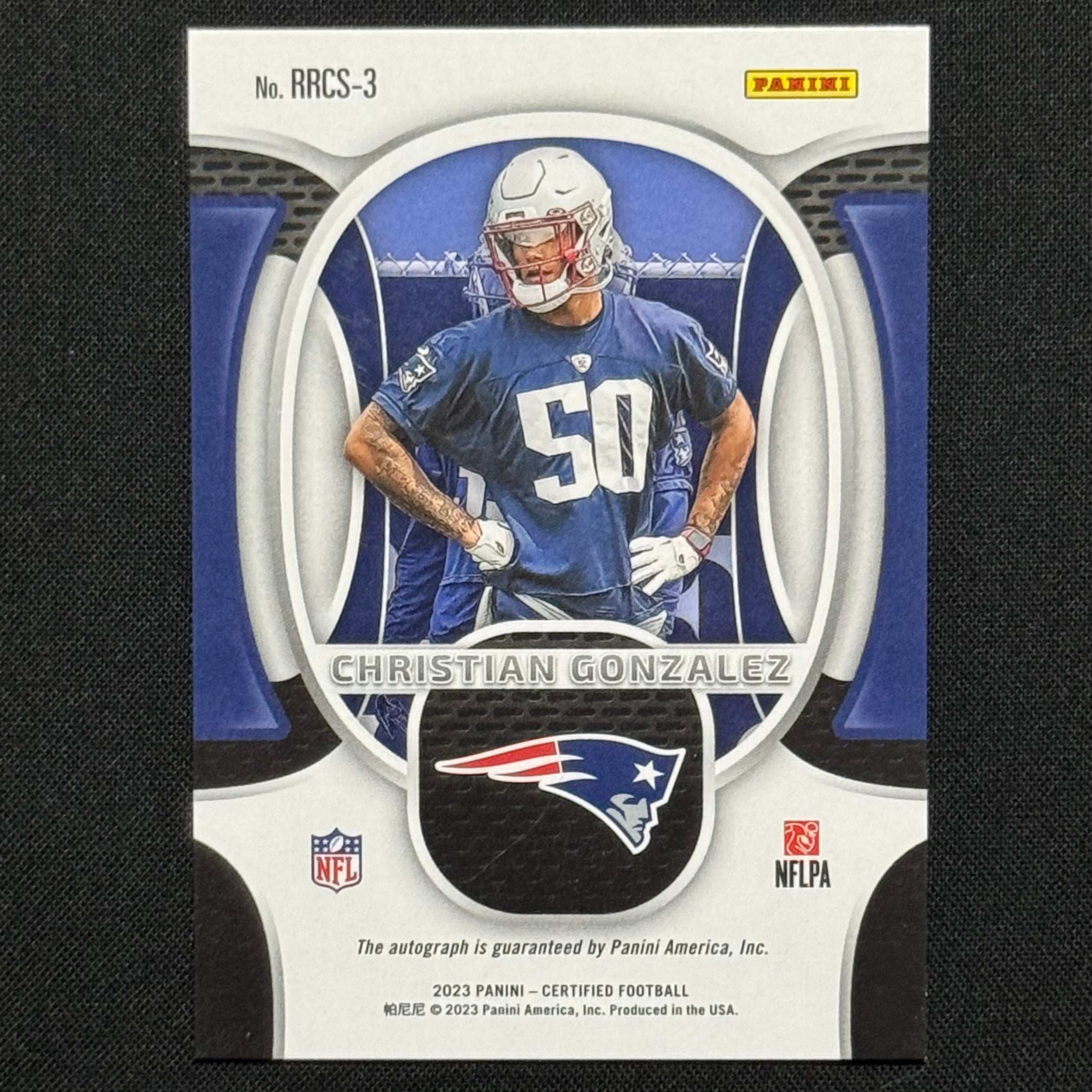Christian Gonzalez 2023 Panini Certified Rookie Roll Call #RRCS-3 RPA #/149