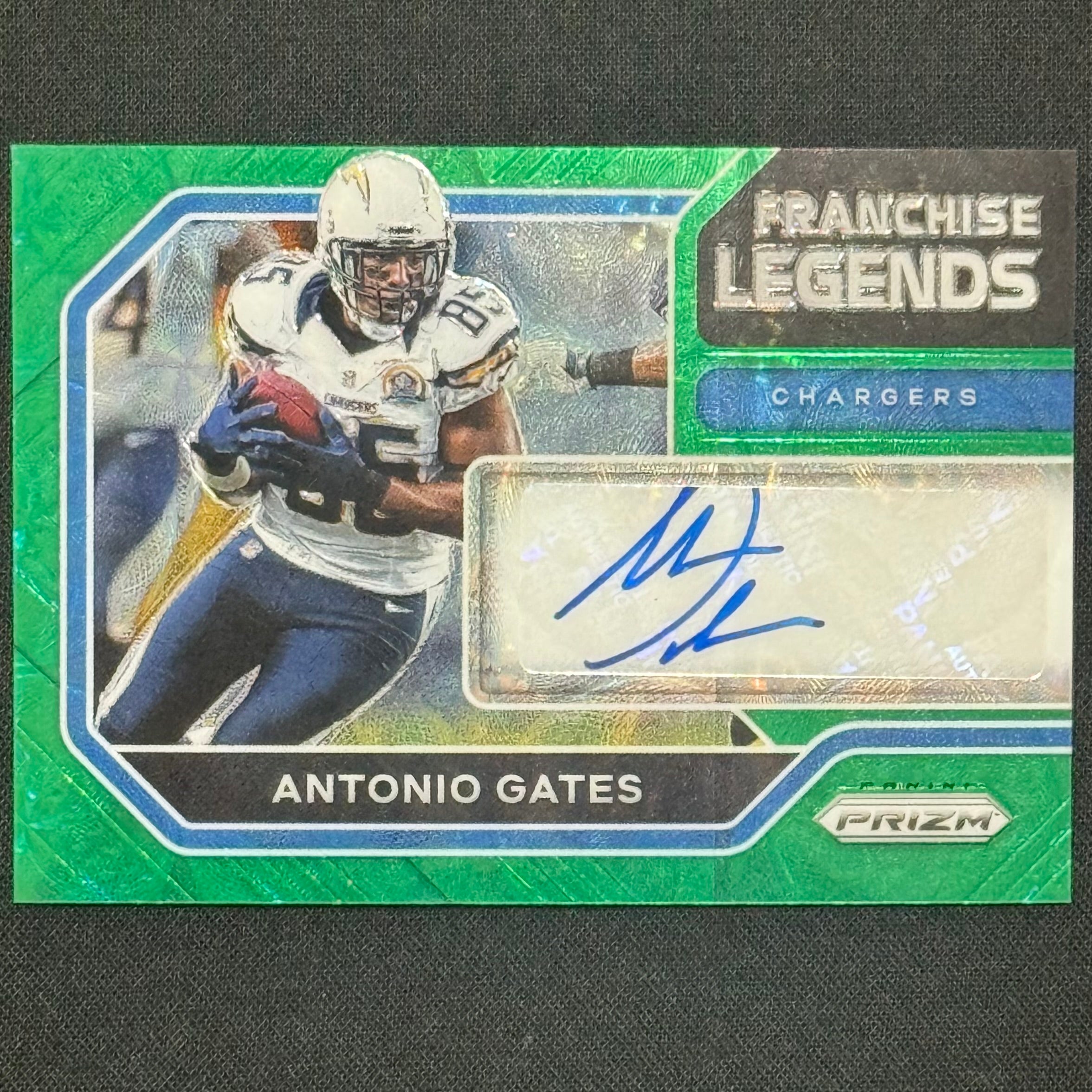 Antonio Gates 2020 Panini Franchise Legend Prizm Green #13 Auto #/25