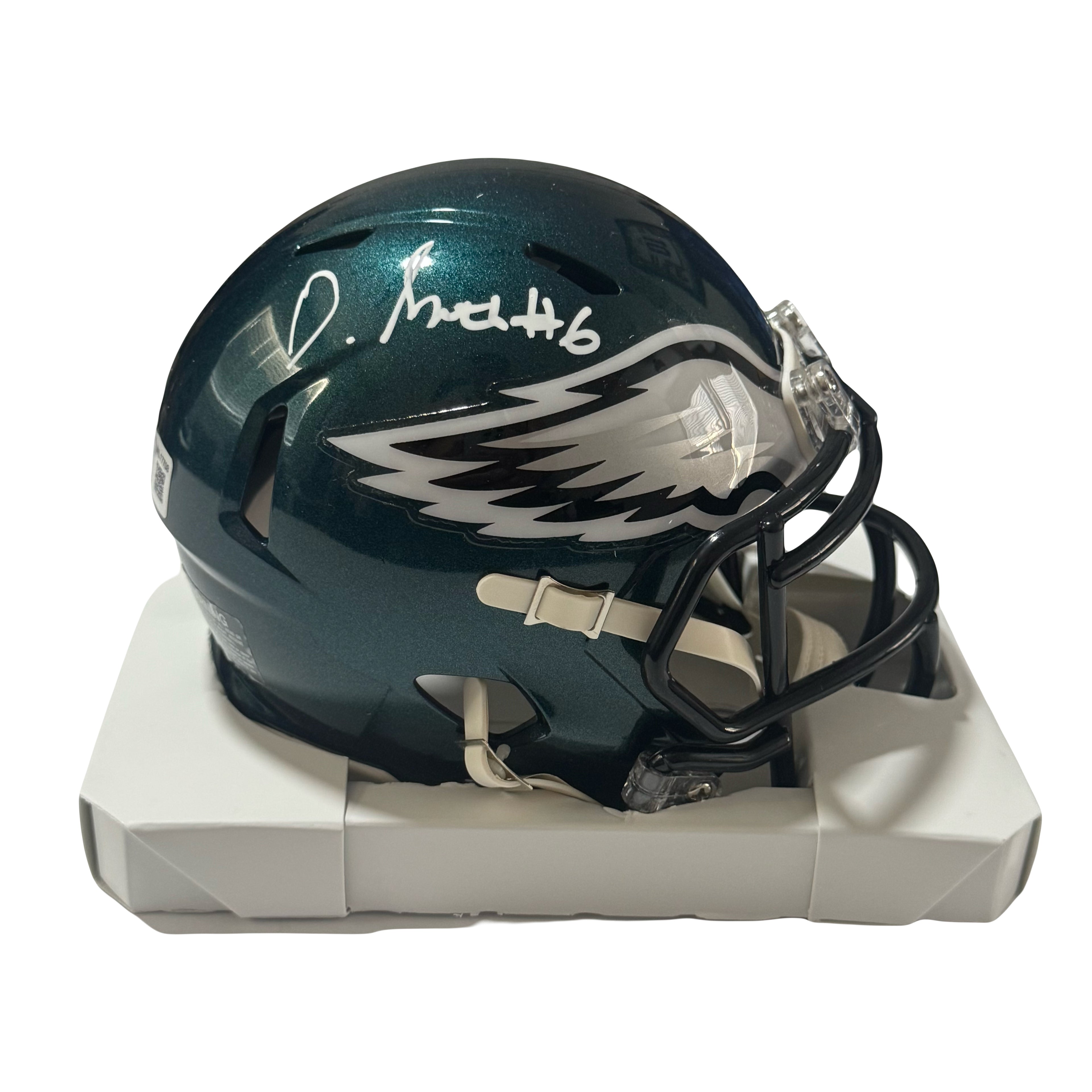 DeVonta Smith Signed Eagles Speed Mini Helmet