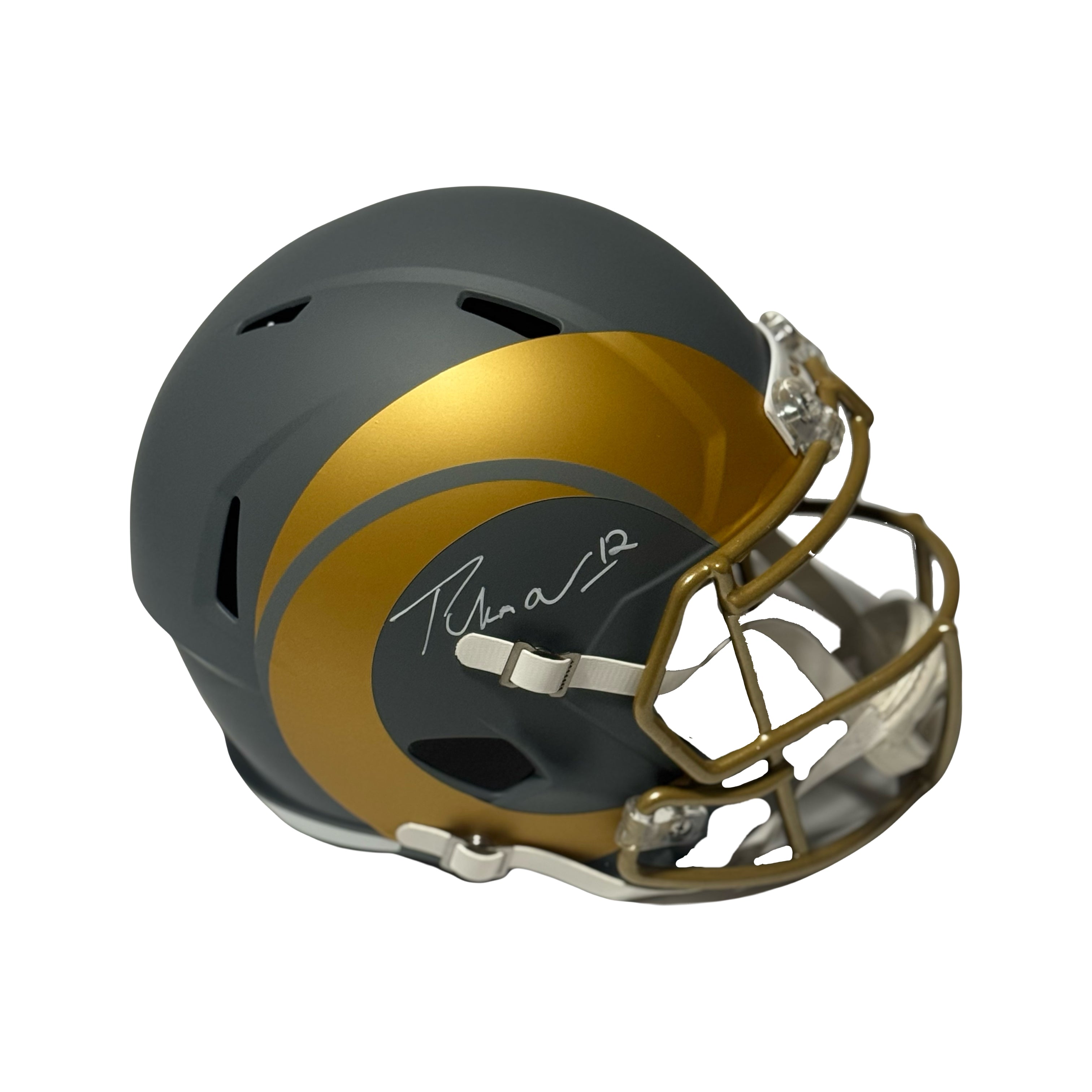 Puka Nacua Signed Rams Full Size Rep Slate Helmet