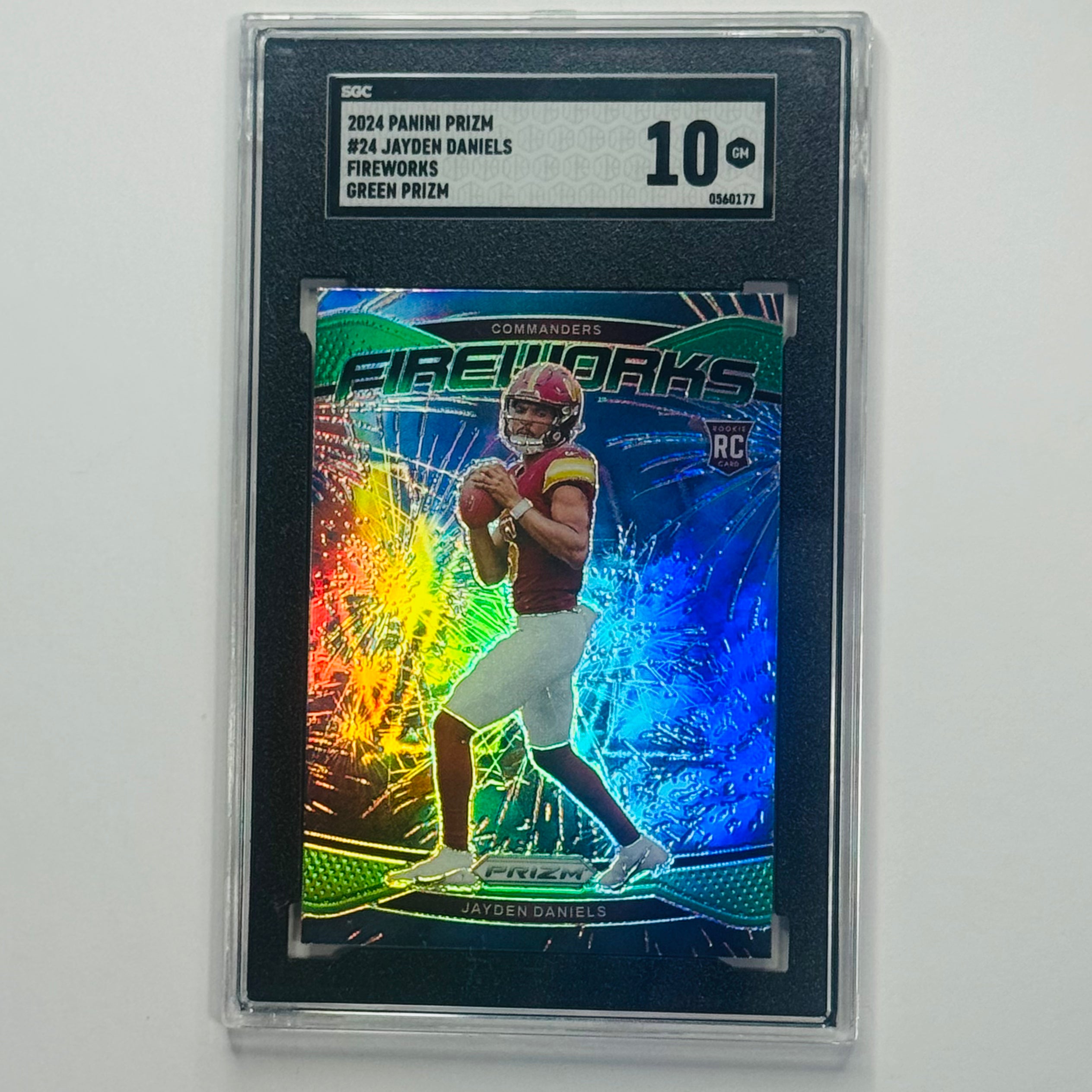 2024 Jayden Daniels- Panini Green Prizm RC #24 (SGC 10)