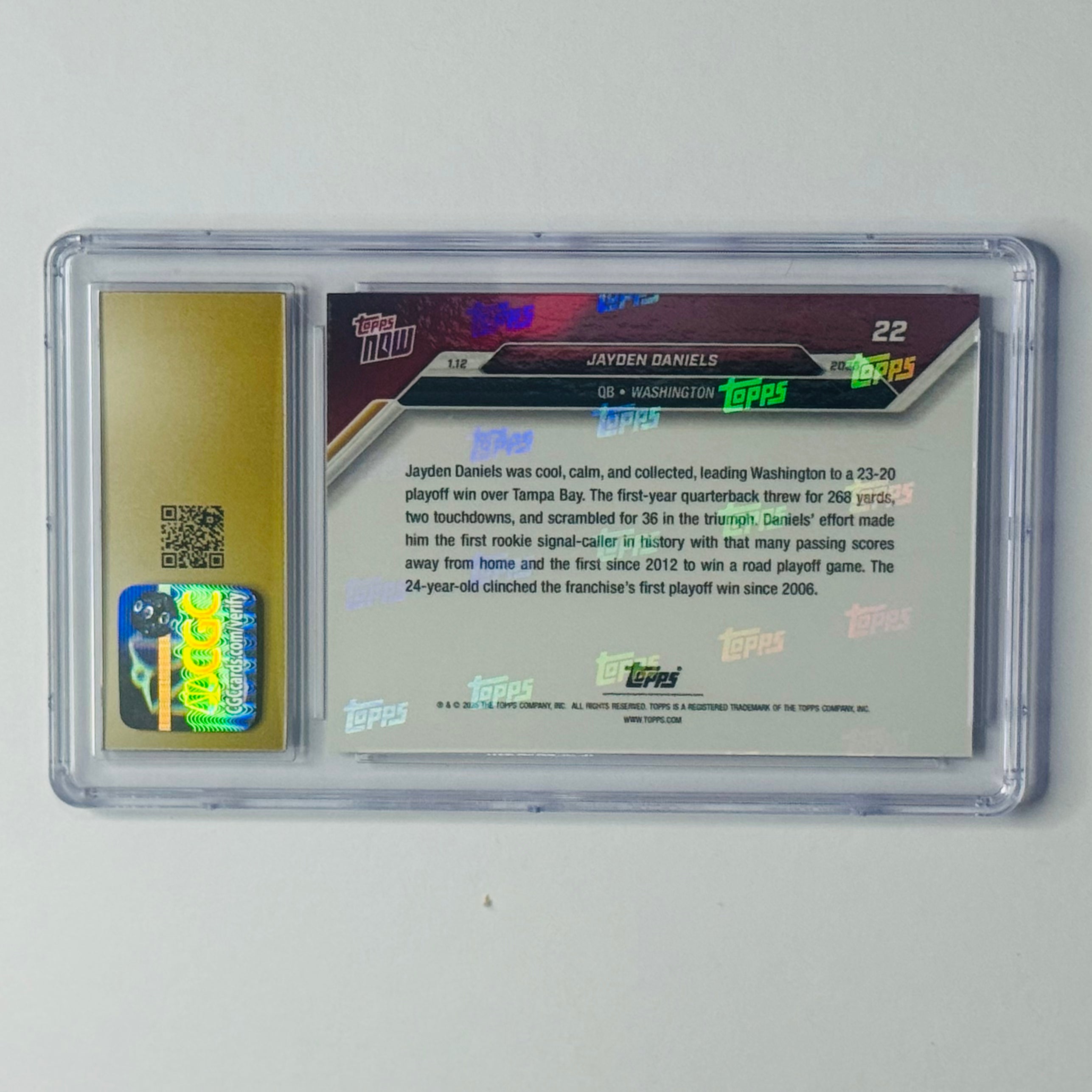 2024 Jayden Daniels- Topps Now RC #22 (CGC 10)