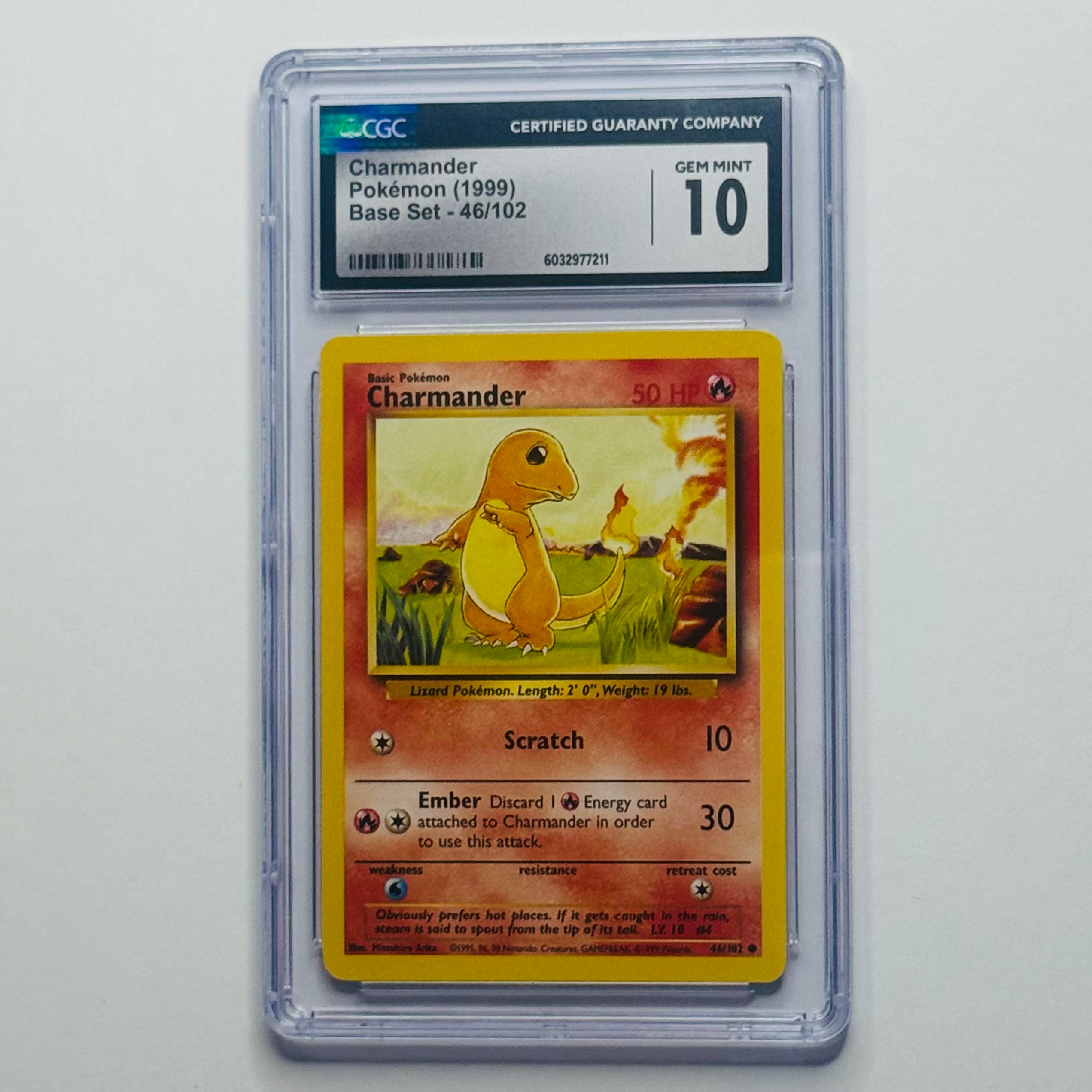 1999 Pokemon Charmander Base #46/102 (CGC 10)
