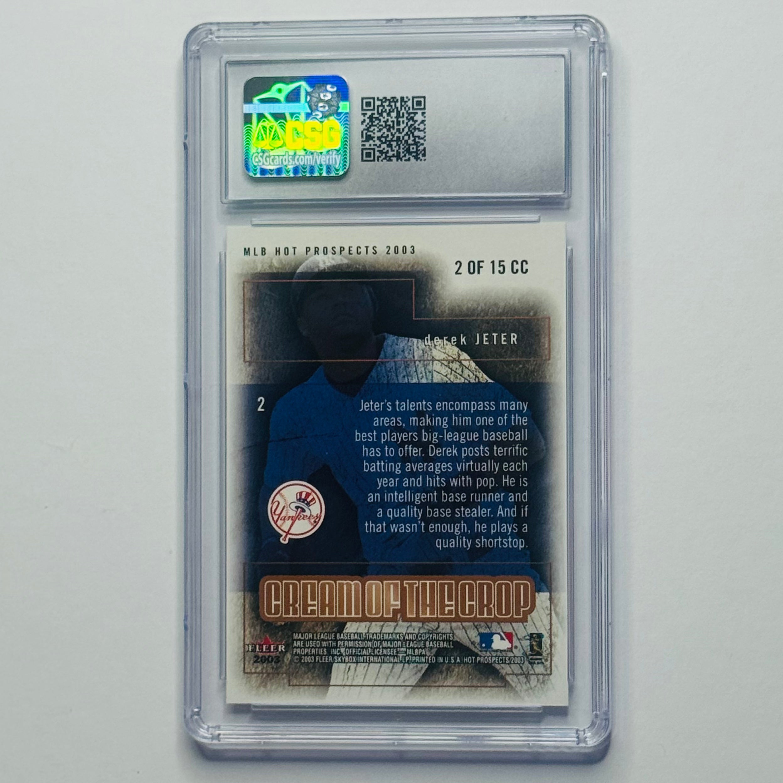 2003 Derek Jeter- Fleer Hot Prospects Cream of the Crop #2CC