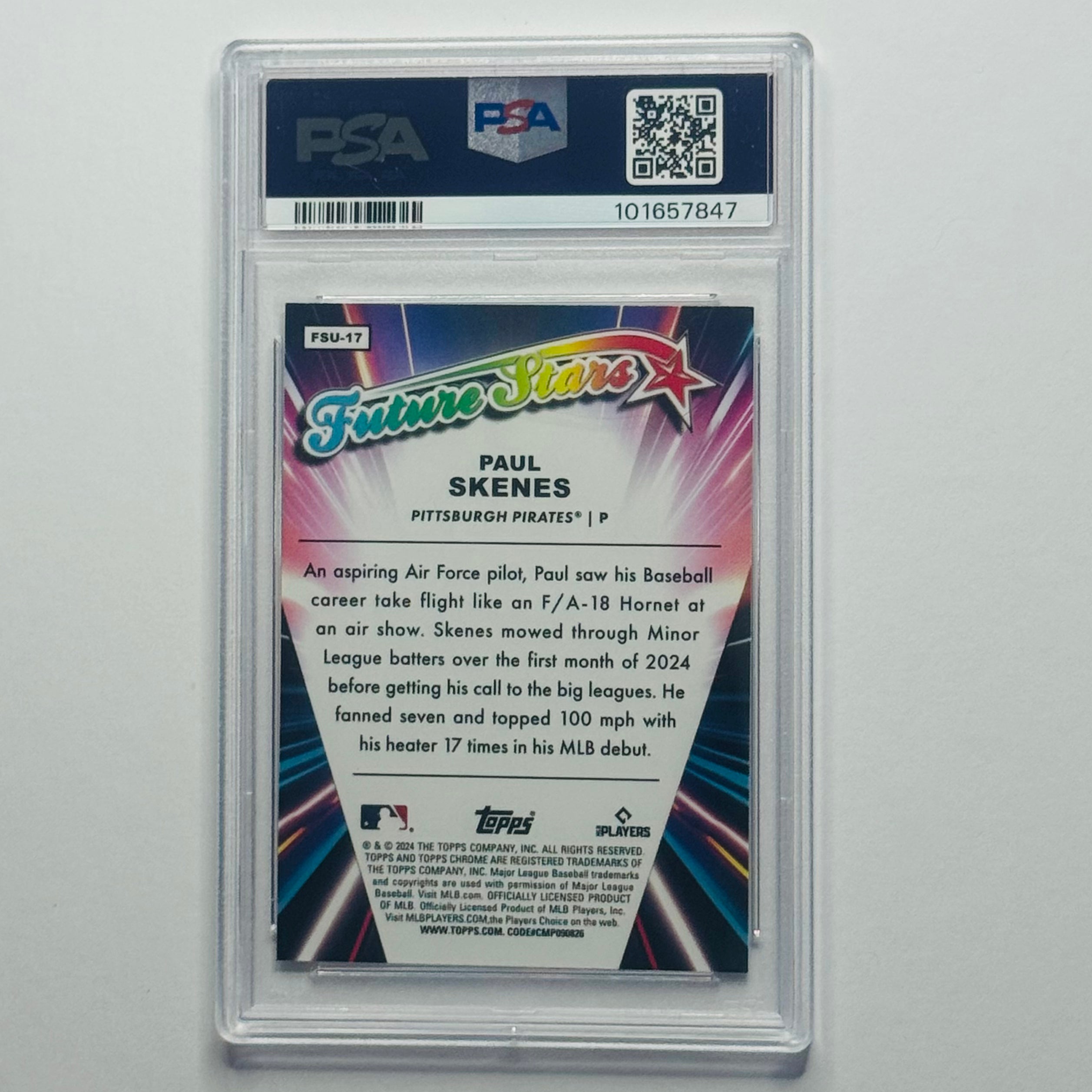 2024 Paul Skenes- Topps chrome Future Stars RC #FSU17 (PSA 10)
