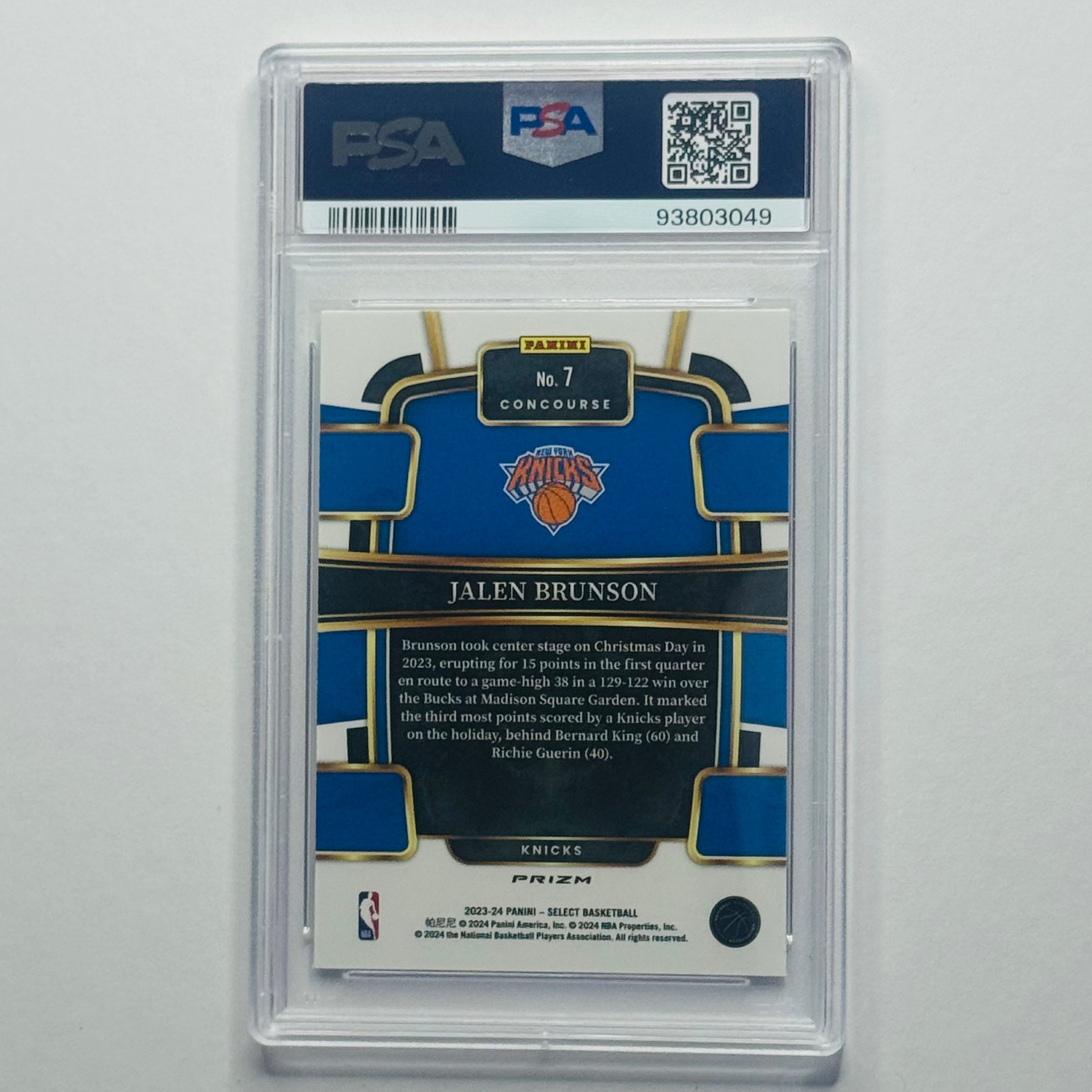 2023 Jalen Brunson- Panini Select Prizm silver #7 (PSA 10)