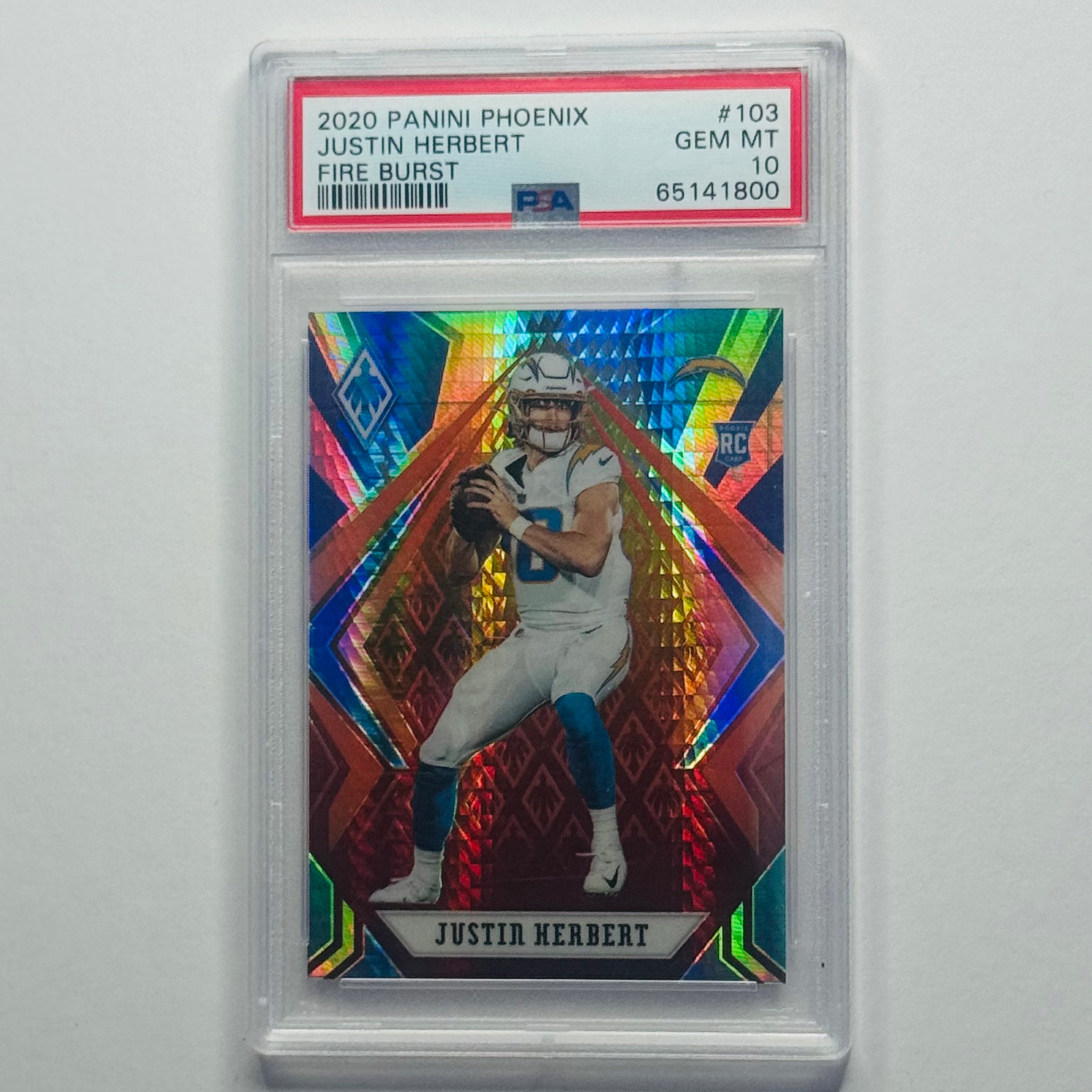 2020 Justin Herbert- Panini Phoenix Fire Burst #103 (PSA 10)