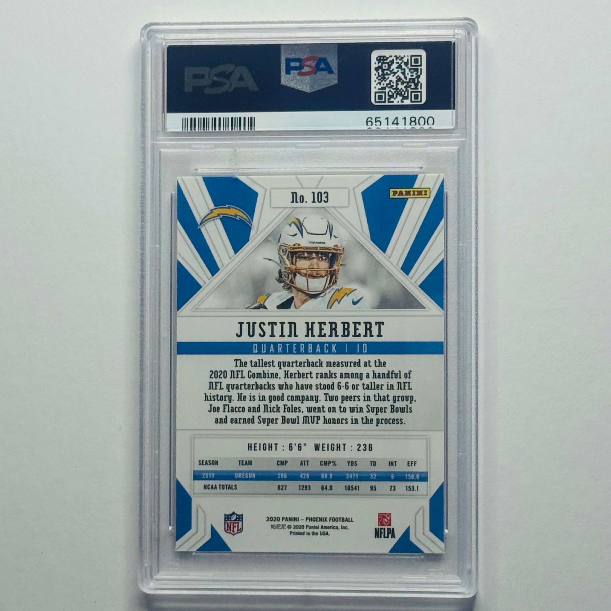 2020 Justin Herbert- Panini Phoenix Fire Burst #103 (PSA 10)