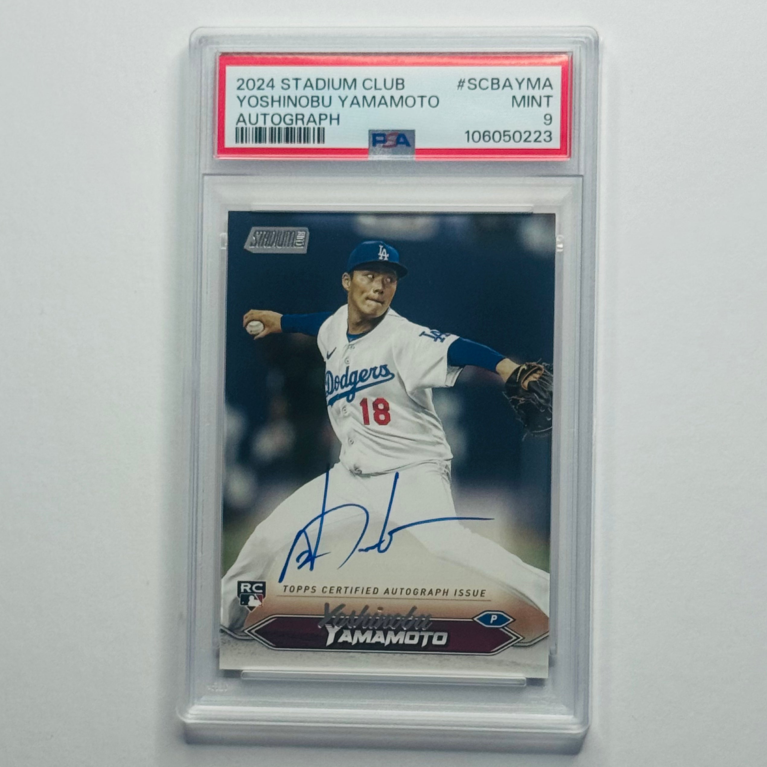 2024 Yoshinobu Yamamoto- Topps Stadium Club Auto RC #SCBAYMA (PSA 9)
