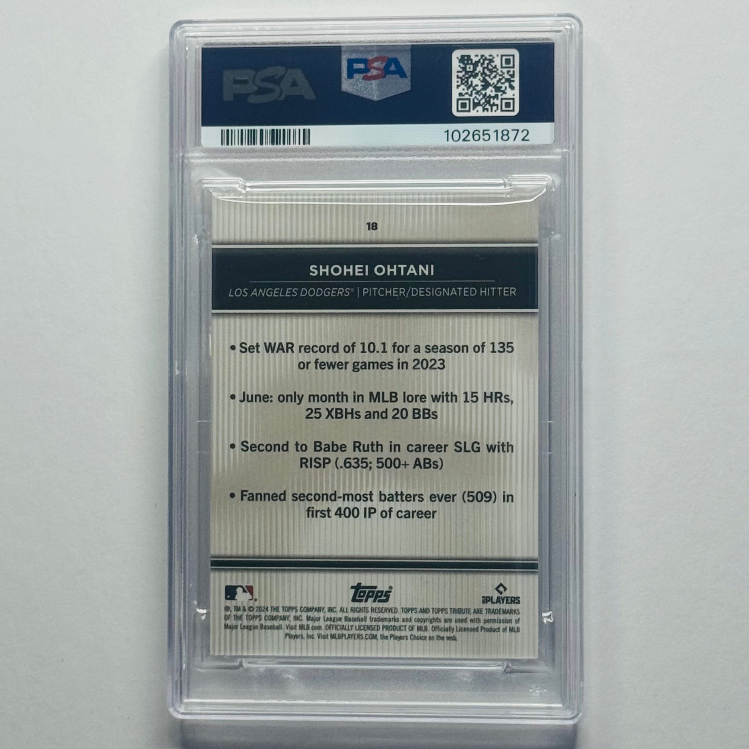 2024 Shohei Ohtani- Topps Tribute Purple #31/50 #18 (PSA 9)