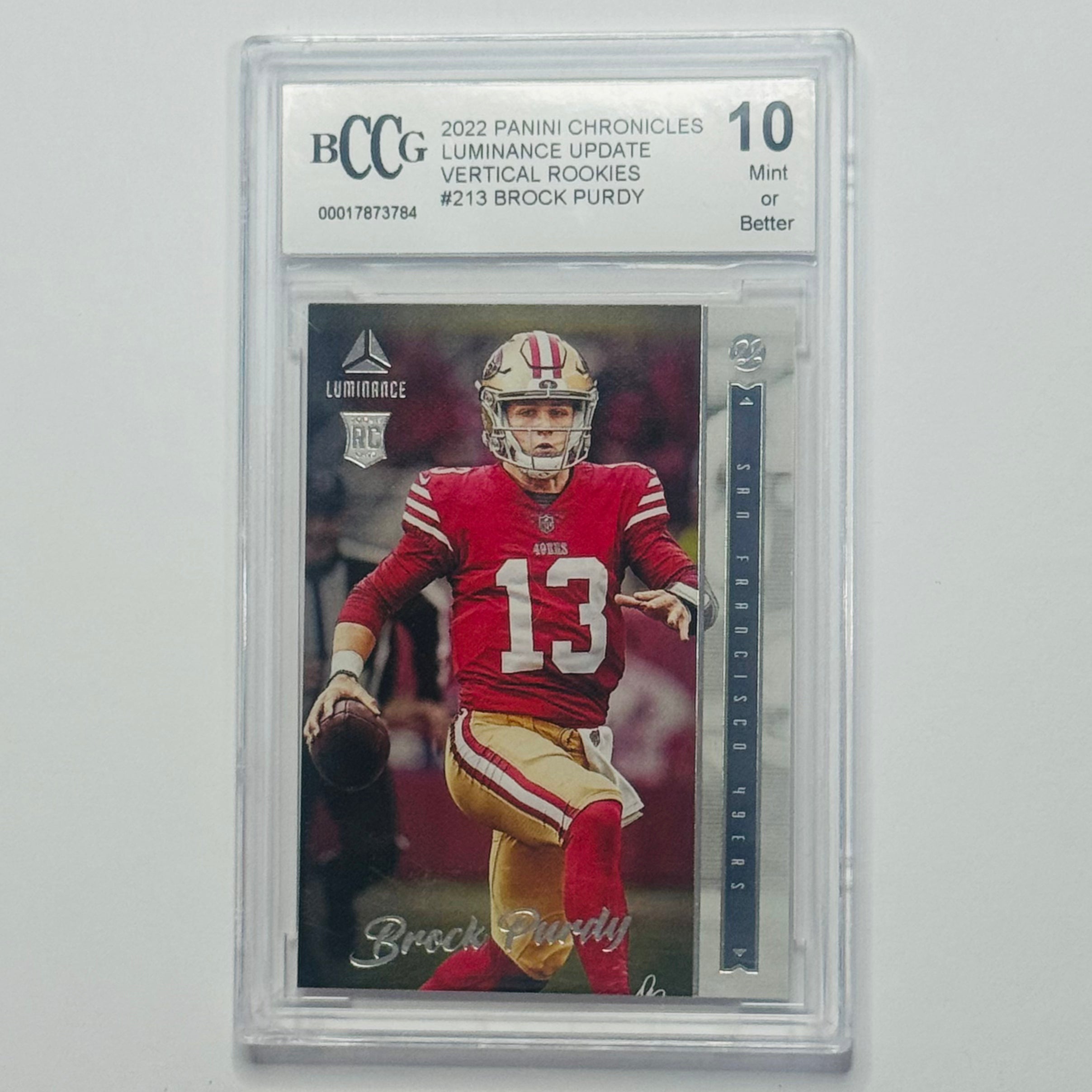 2022 Brock Purdy- Panini Chronicles RC #213 (BCCG 10)
