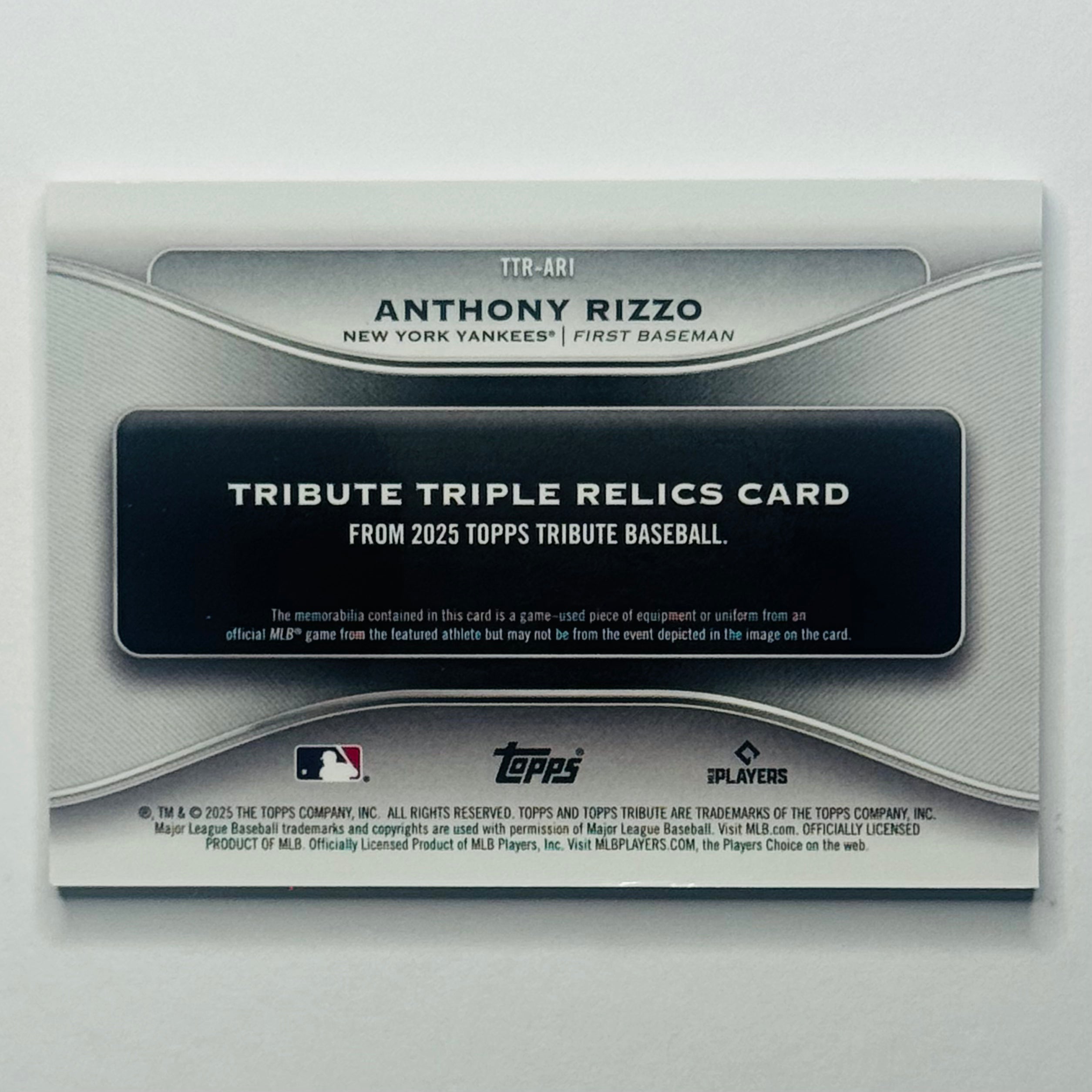 2025 Anthony Rizzo- Topps Triple Relic #26/199