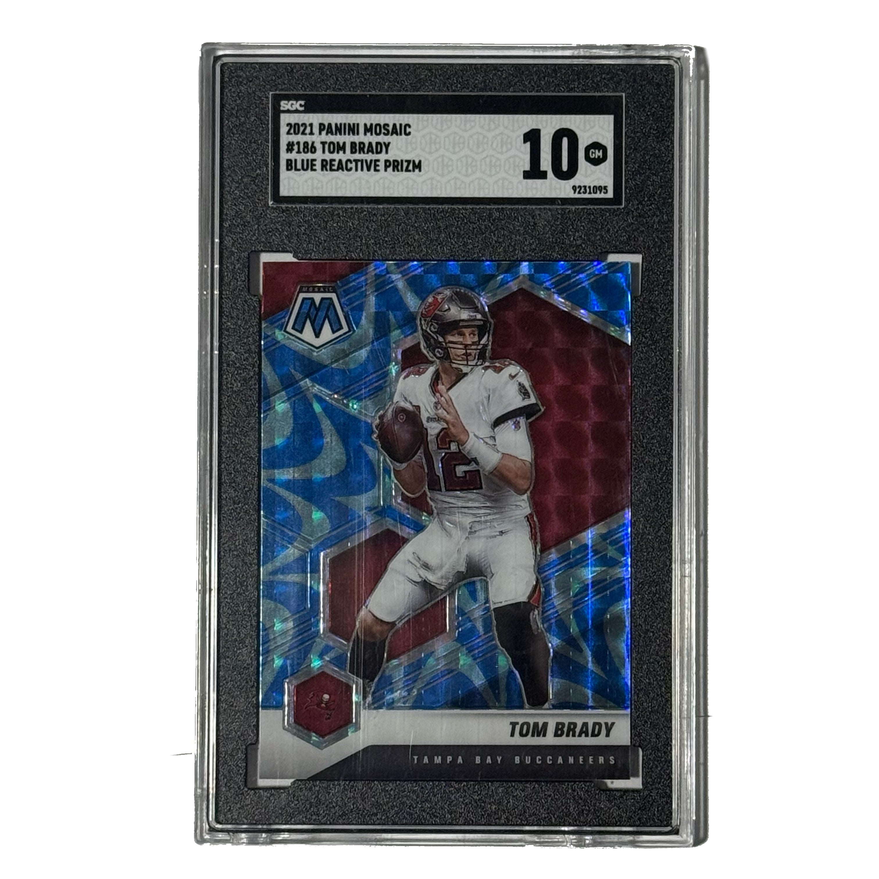 Tom Brady 2021 Panini Mosaic Mosaic Reactive Blue #186 (SGC 10)